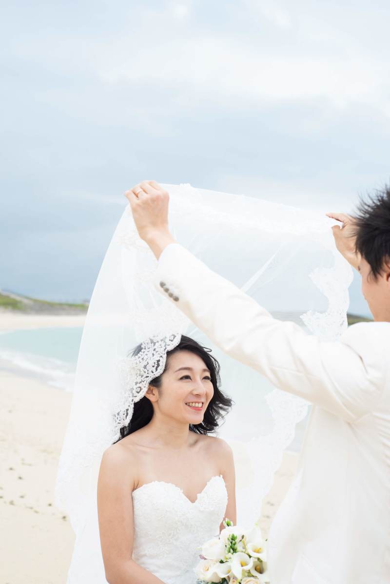 持ち込んだベールとよく合うドレスで着れて幸せ