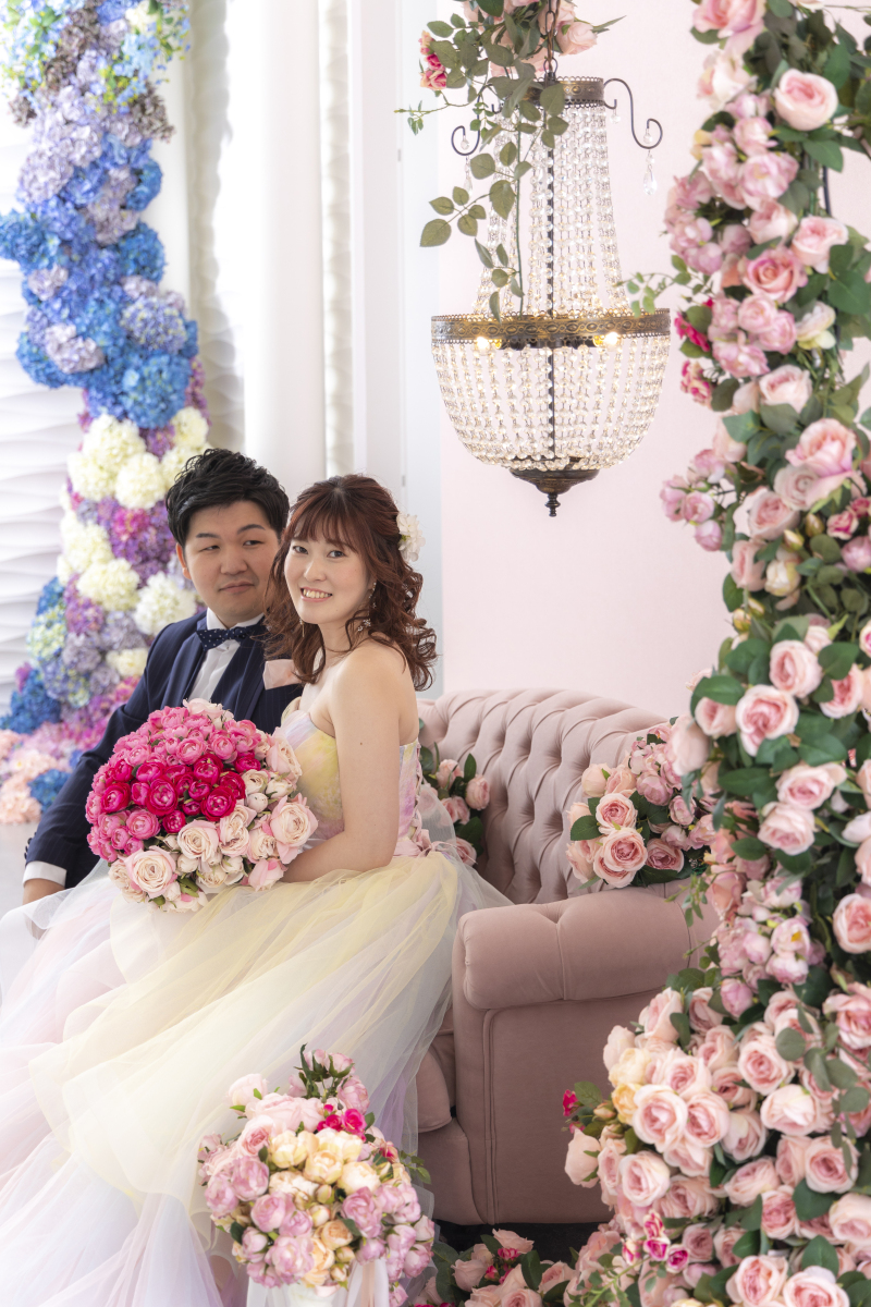 お花に囲まれてハート