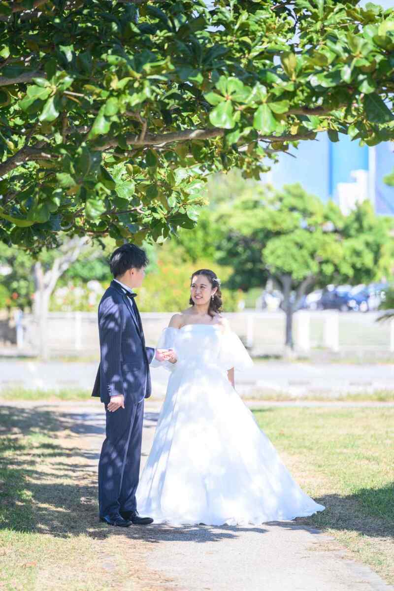 木陰に広がる緑と海が彩る、穏やかな時間