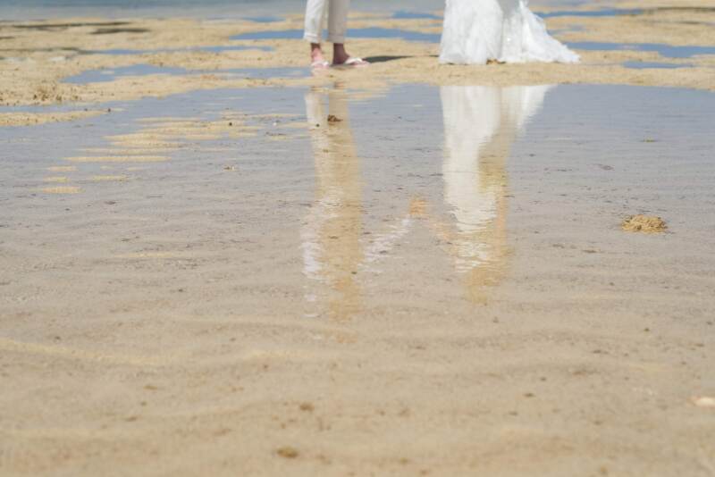 水面に写るおふたり