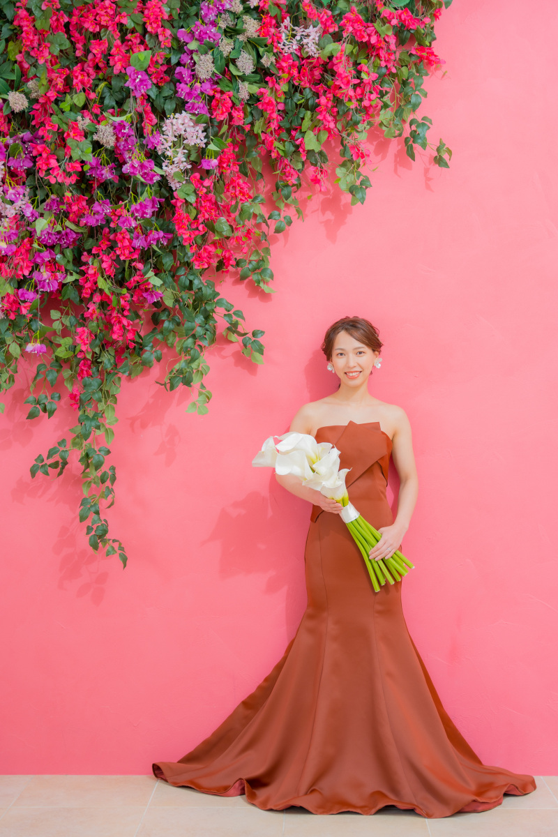 ブラウンドレスにカラーをあわせて