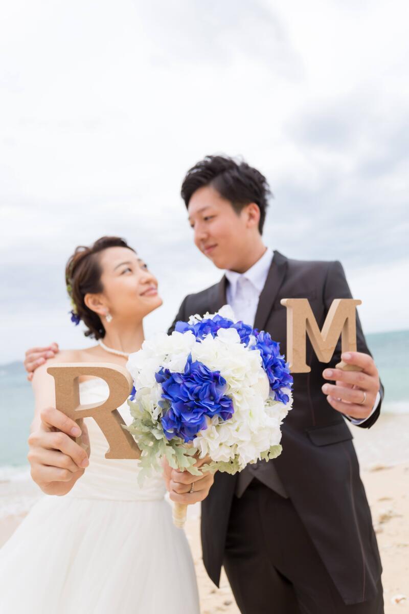 爽やかな色のブーケと共に