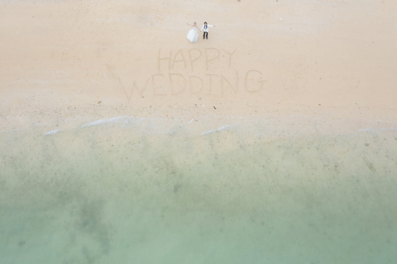 ドローンでの1ショット！一眼では撮れない画角でお二人の思い出を残します！