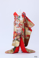 ボカシ松に菊鶴衣