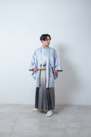 紋付袴　グレー