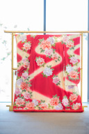 赤流水牡丹刺繍