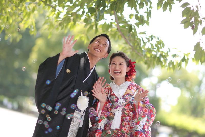 シャボン玉で演出♡