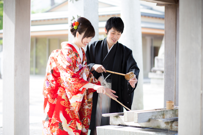 手水舎でのワンショット
