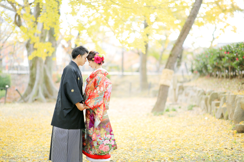 イチョウの絨毯で撮影！