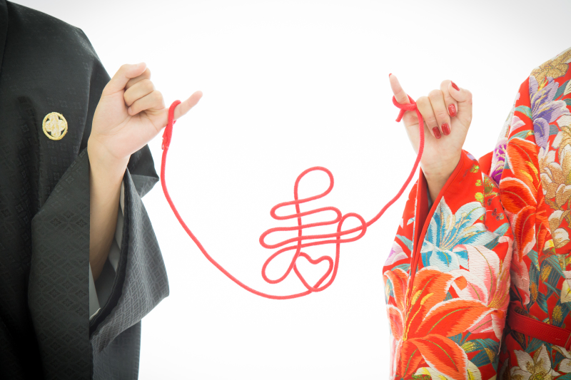 赤い糸で作った寿！