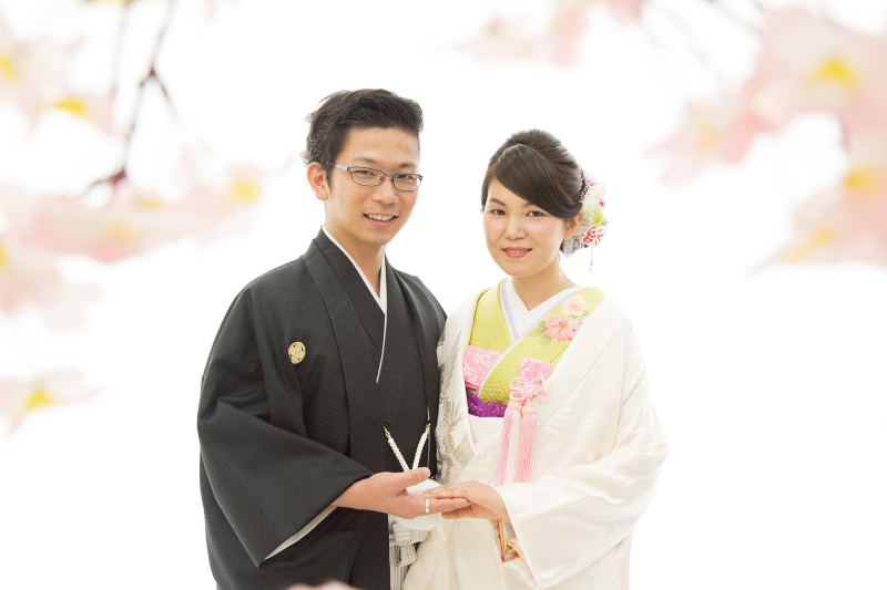 白無垢×引き振袖(黄緑)