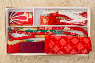 花嫁和装5点セット　レッド柄