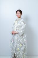オーガンジー打掛　白桜