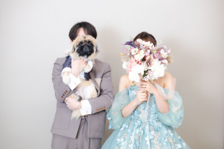 スタジオ　洋装ペット撮影