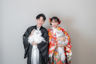 スタジオ　和装ペット撮影