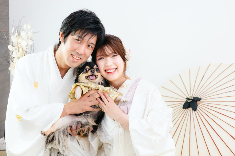 スタジオ　洋装ペット撮影