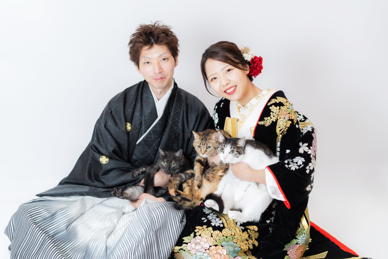 スタジオ　和装ペット撮影