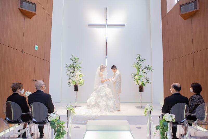 ご家族様に見守られながらチャペル撮影