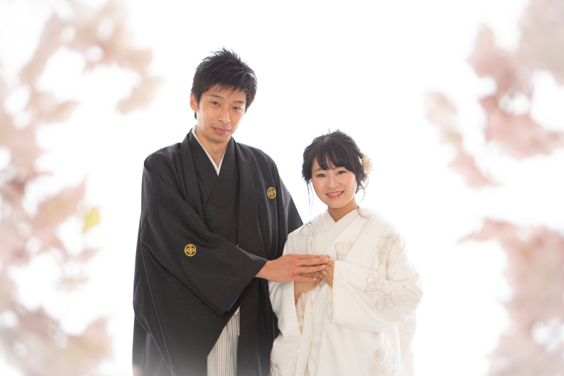 白無垢と桜で優しい雰囲気に…♡
