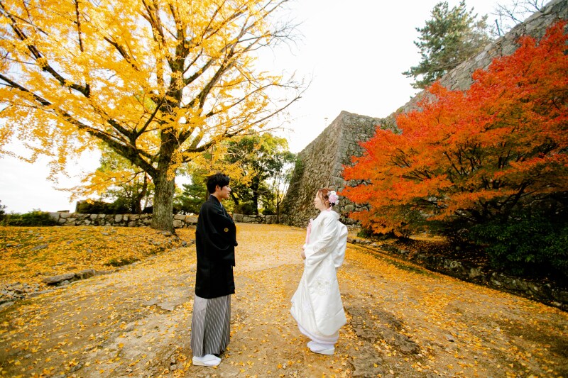 【まだ間に合う!11月末〜12月上旬撮影限定】深紅と黄金に彩られた和装紅葉ロケーション撮影