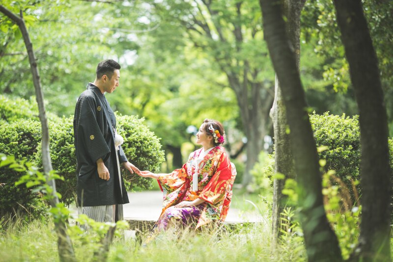 【ロケーション和装シンプルパック】これからの季節にぴったり！緑や紅葉を楽しめる公園での撮影！
