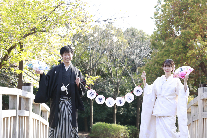 ガーランドと夫婦扇子