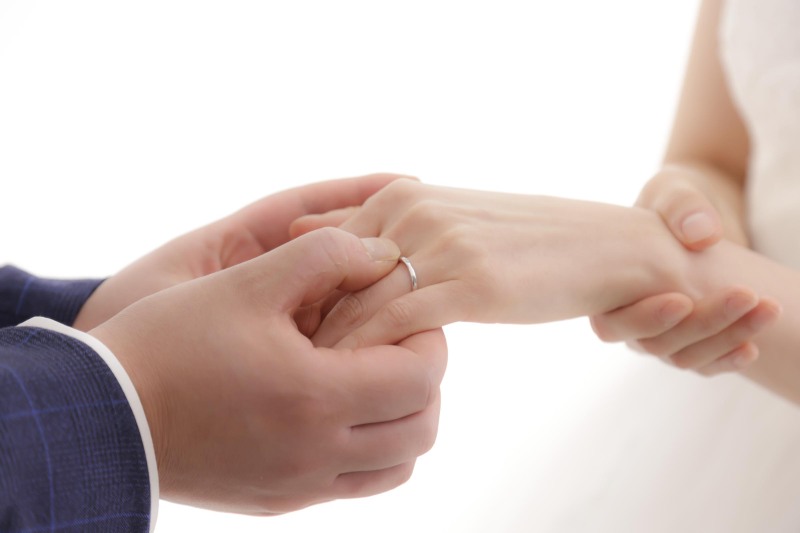 スタジオで結婚式の練習