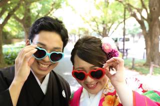 現代風結婚写真。