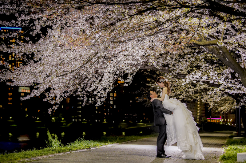 桜プラン 和装桜ロケ(白無垢+色打掛の2着)&洋装東京駅ナイトロケ 撮影プラン