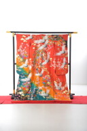 赤32 洛央のしめ花車に鶴