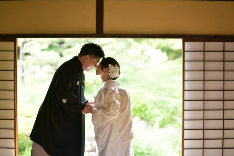 掬月亭内での撮影