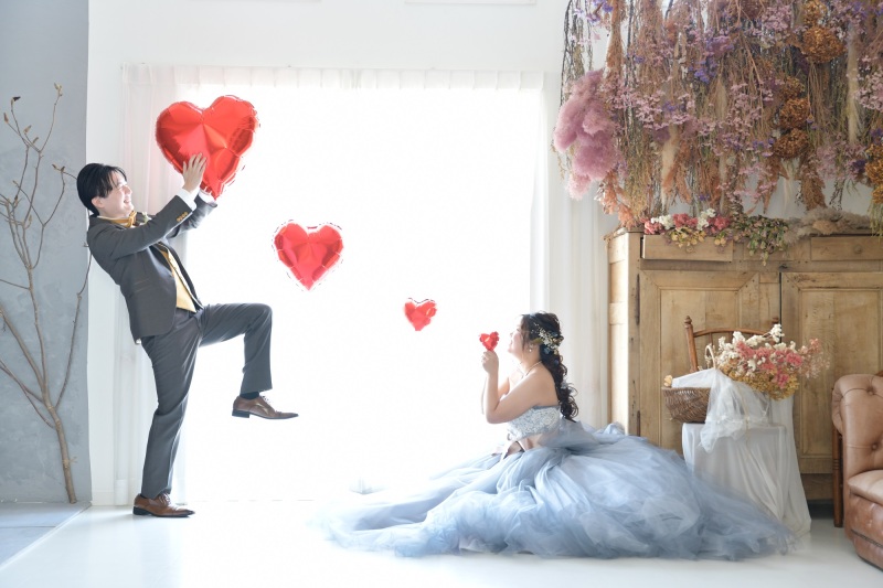 お持ち込みのハートバルーン