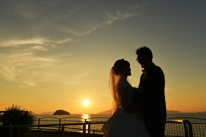夕日で撮影