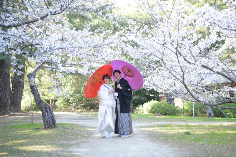 桜が綺麗な栗林公園♪