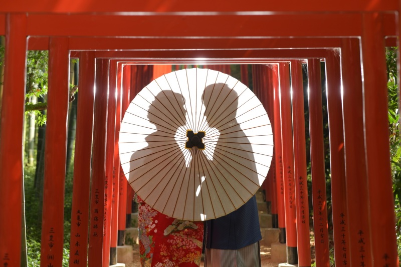 赤い鳥居×シルエット