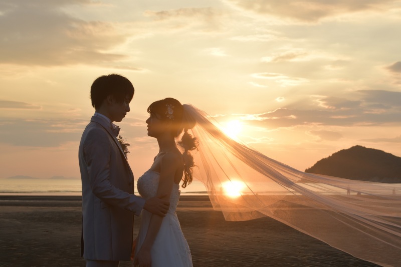 最後は夕日と一緒に