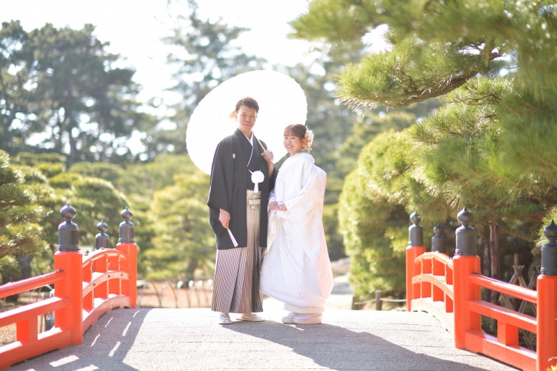 栗林公園プラン+スタジオ撮影「和装2点+紋付1点・データ100カット」