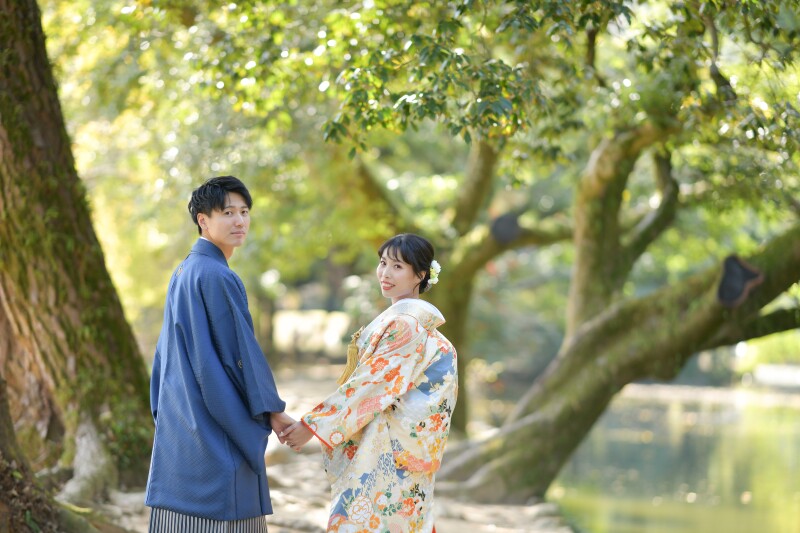 ※新緑の時期に！栗林公園プラン「和装1点(白無垢or色打掛)・紋付1点＋データ80カット」