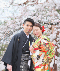 満開の桜の下【臨江閣】で撮影しました♪