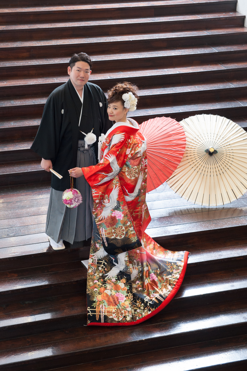 和装でも大階段ショットは人気！