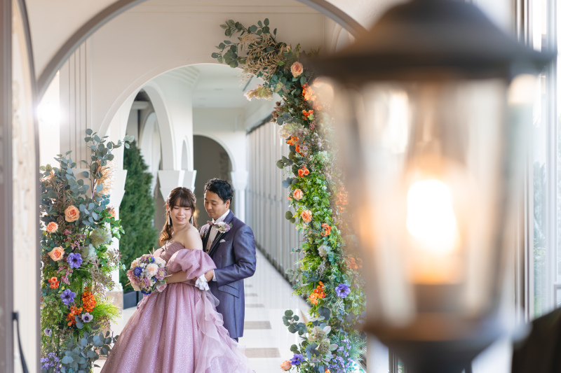 お子様との記念撮影も♪くすみピンクのドレスが可愛い♡2着プラン