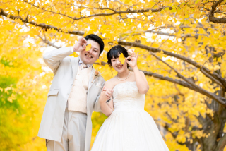 秋を満喫♡イチョウ並木ロケーションウェディング