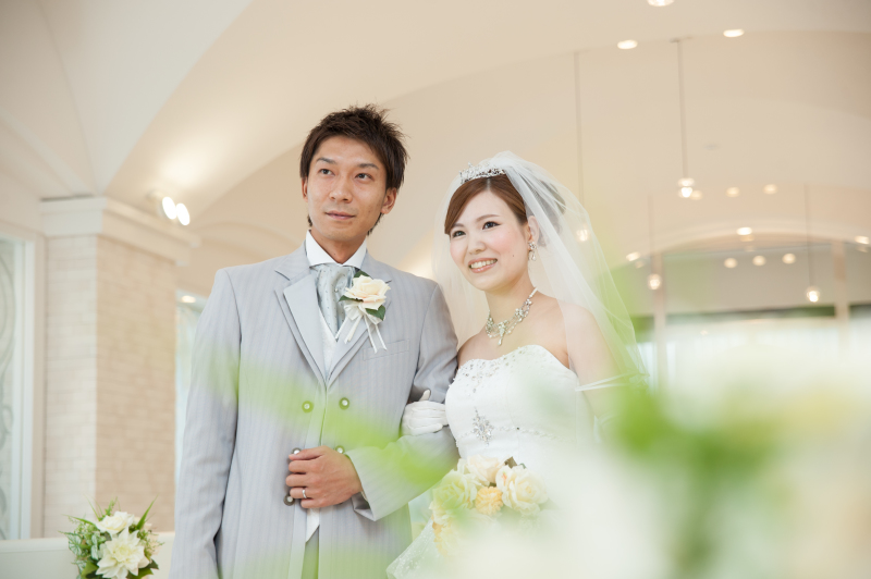 ウェディングドレスで爽やかに