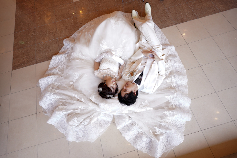 ドレスでハート型に♡