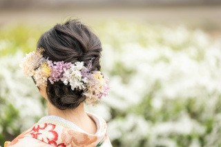 ドライフラワーの髪飾り１