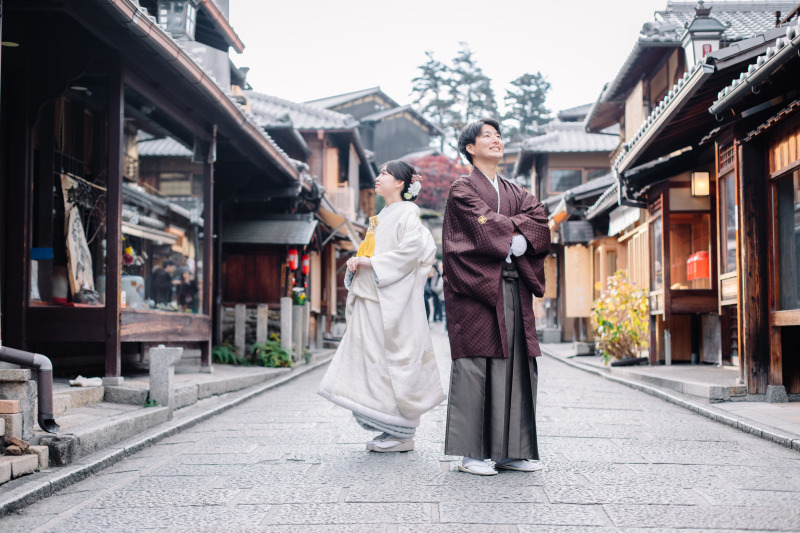 京都の八坂の塔周辺での和装前撮り