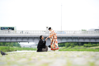 鴨川付近で和装ロケ撮影♬