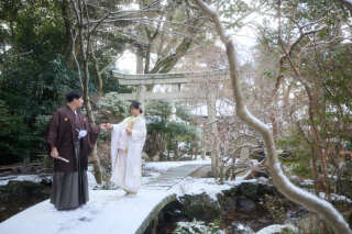 雪が降った中での前撮り