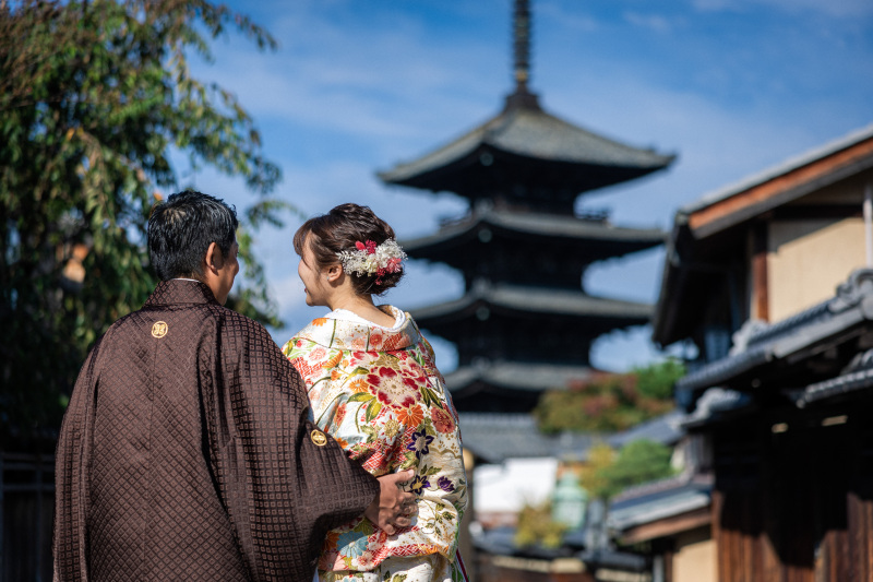 青空の広がる京都
