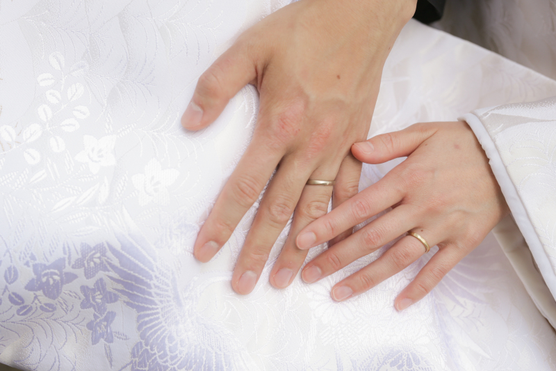 お手元のショットは選んで頂いた白無垢の柄と